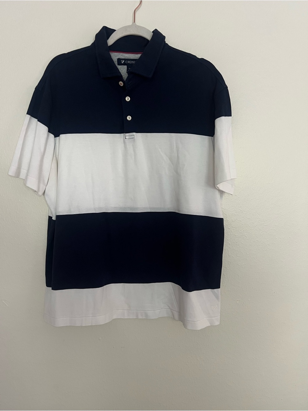 Daniel Cremieux Navy & White Wide Stripe Polo Shirt